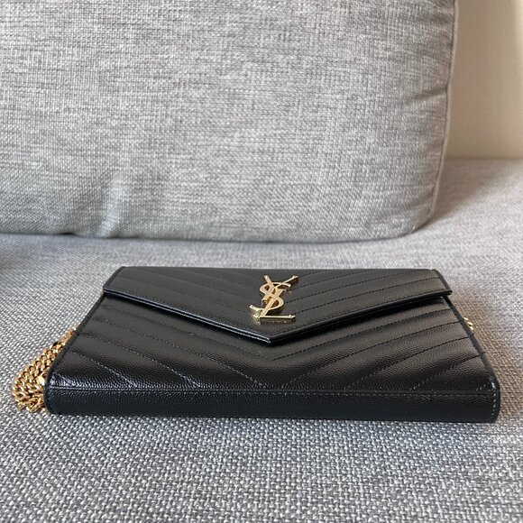 Saint Laurent Monogram Wallet on Chain Grained Leather Black (Pre-owned) - Picture 6 of 16